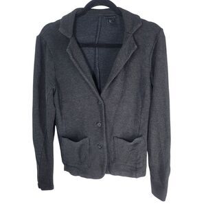 Tahari Womens Sz L Dark Gray Solid Long Sleeve Collared Sweater Cardigan